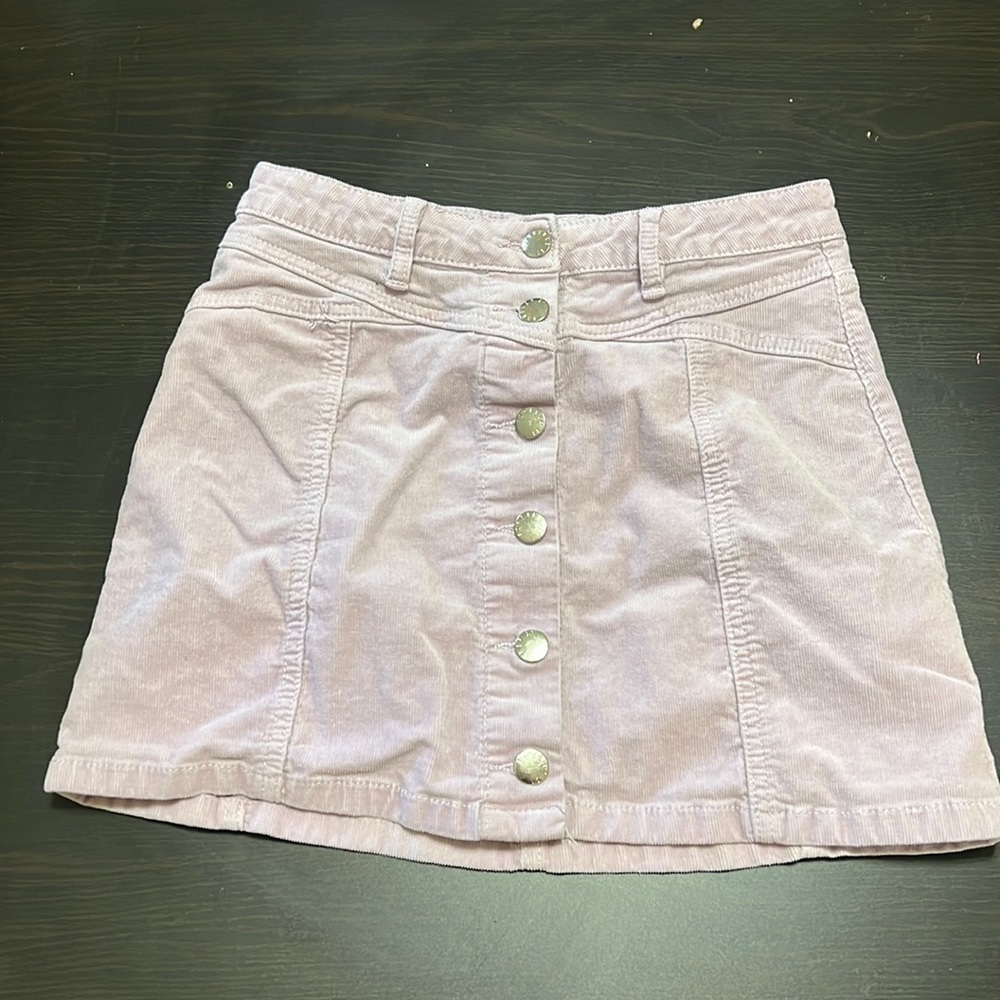 F21 corduroy button up skirt